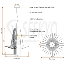 Metal branch shape hotel custom chandelier